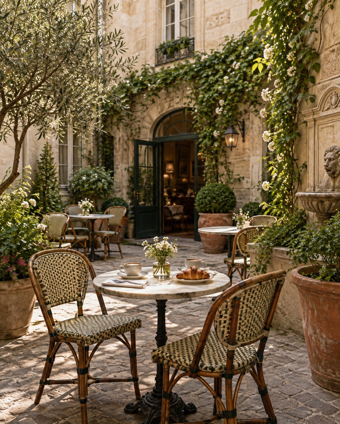 A quiet Paris courtyard café