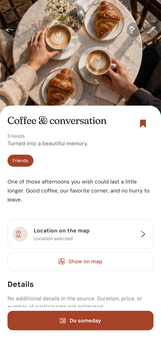 Pavilo travel memory screen